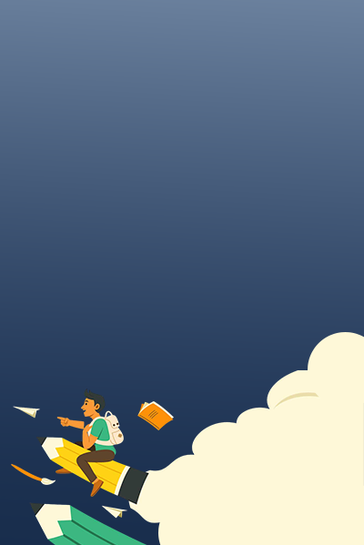 A boy flying on a pencil emphasizing his success after enrolled in Take My Online Exam